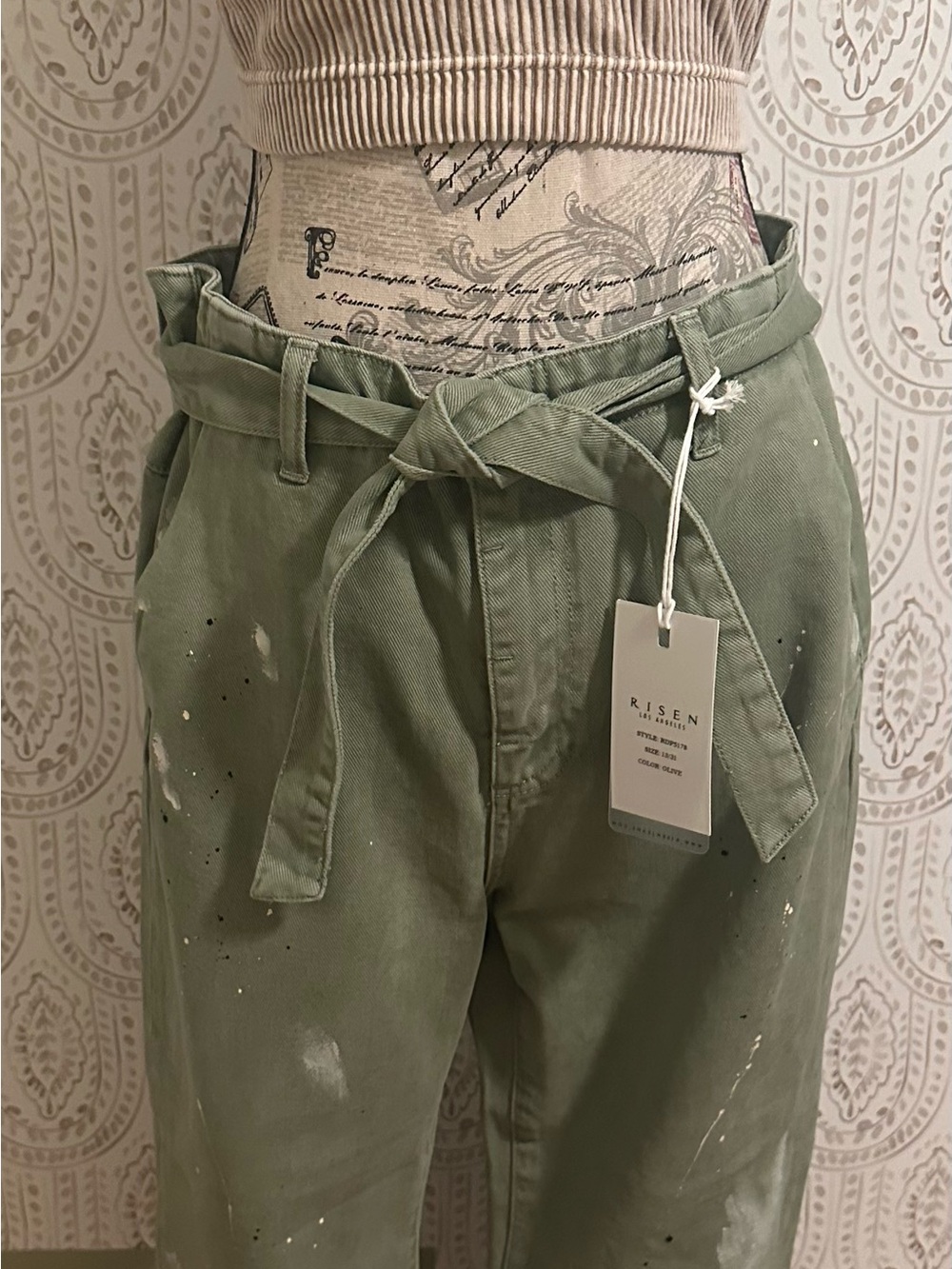 Risen Olive Green Slouch Jeans